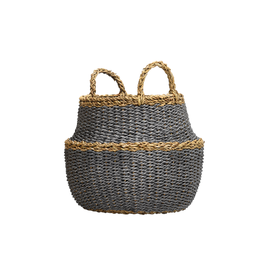 Fez - Dark Round Belly Storage Basket with Handle