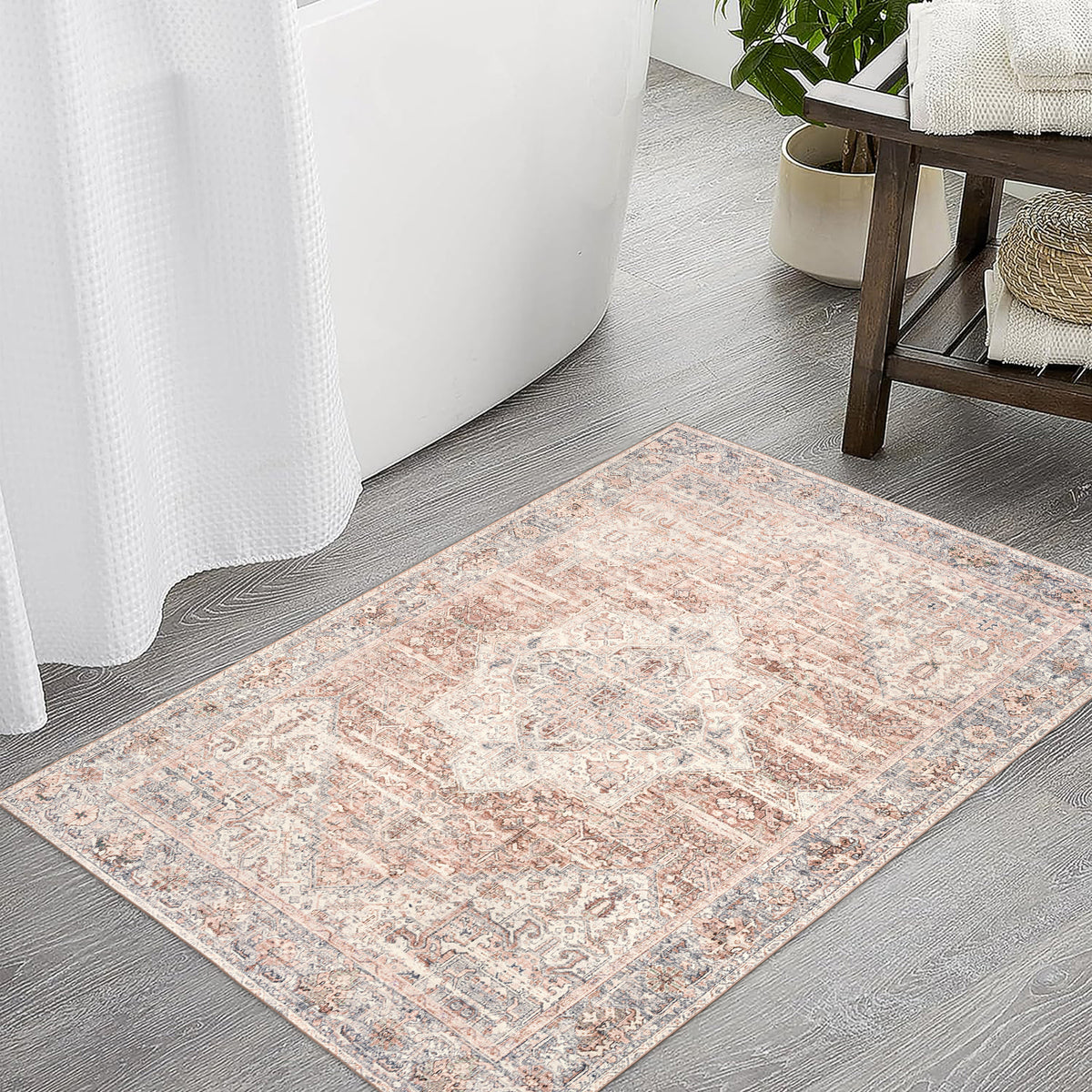 Gray Ivory Blush Area Rug, product view angle 8