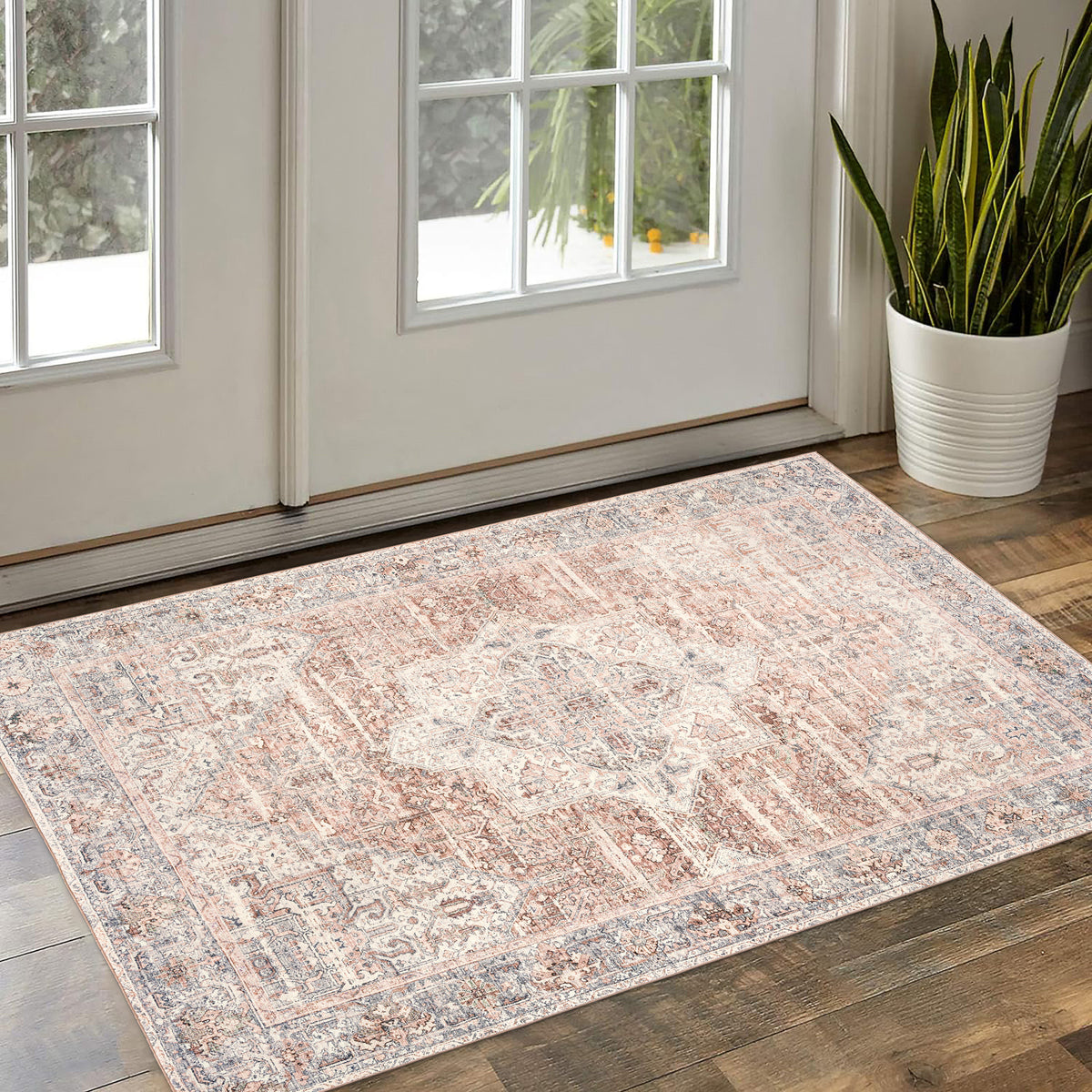 Gray Ivory Blush Area Rug, product view angle 9
