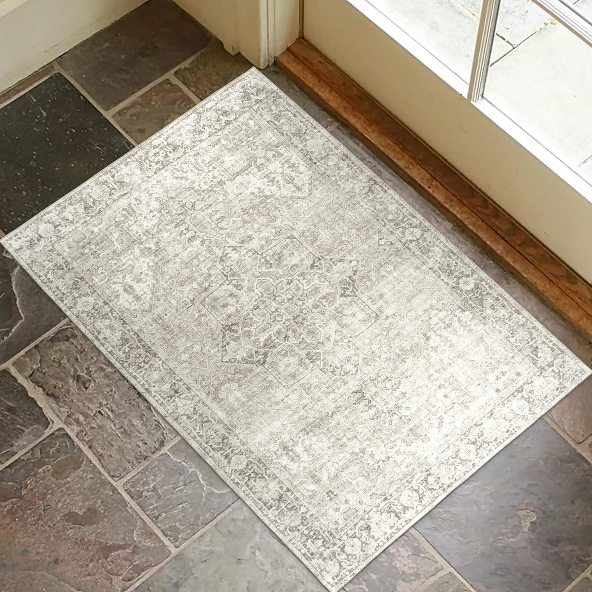 Beige Ivory Area Rug, product view angle 6