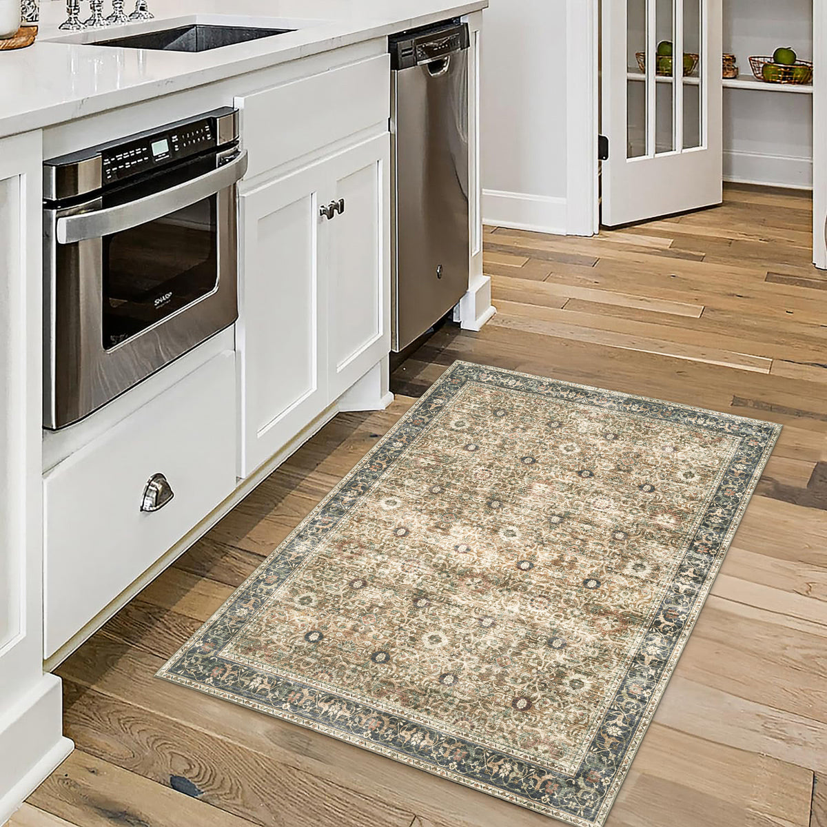 Brown Gray Beige Area Rug, product view angle 5
