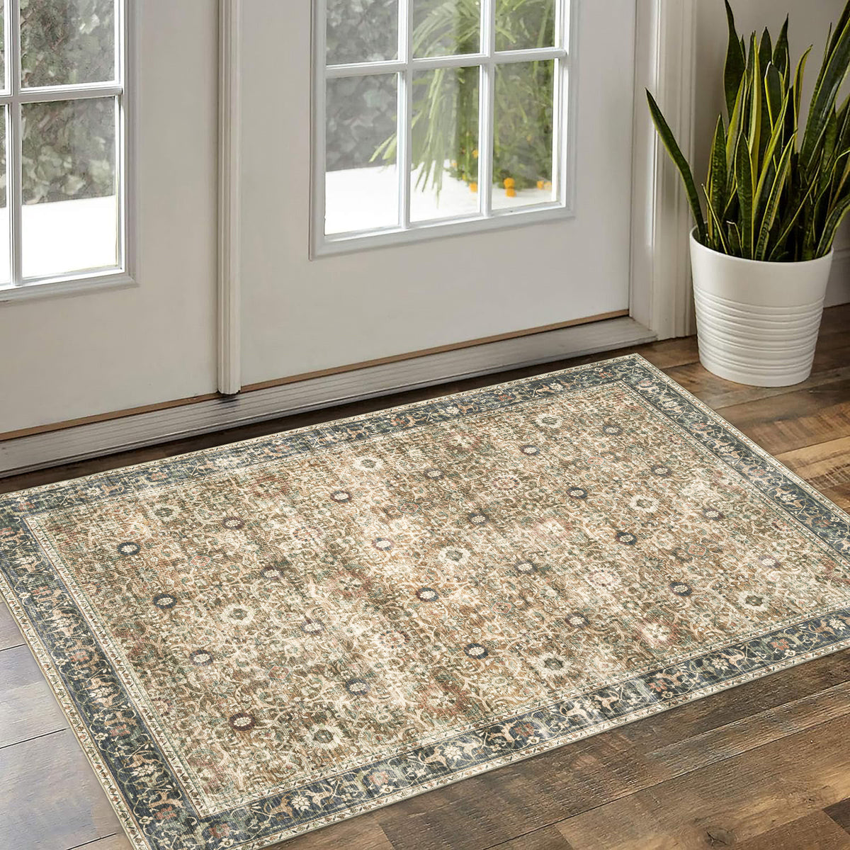 Brown Gray Beige Area Rug, product view angle 6