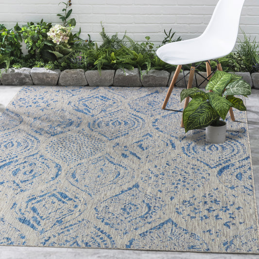 Blue Outdoor Rug, lifestyle patio scene
