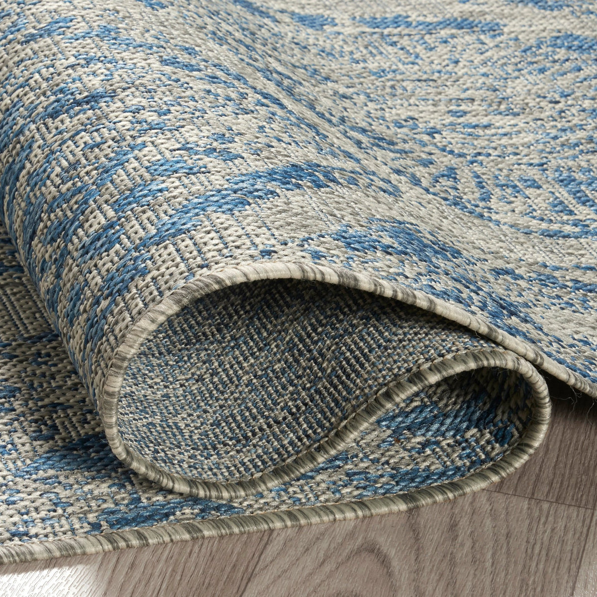 Blue Outdoor Rug, close-up of pile texture