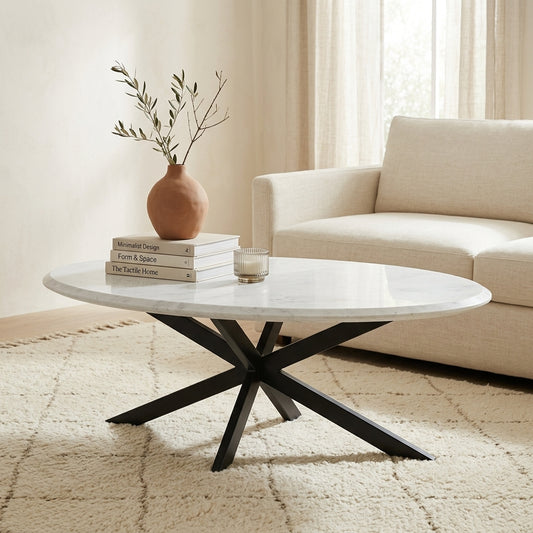 Harvest Starburst Marble Coffee Table for Living Room - 51" Oval