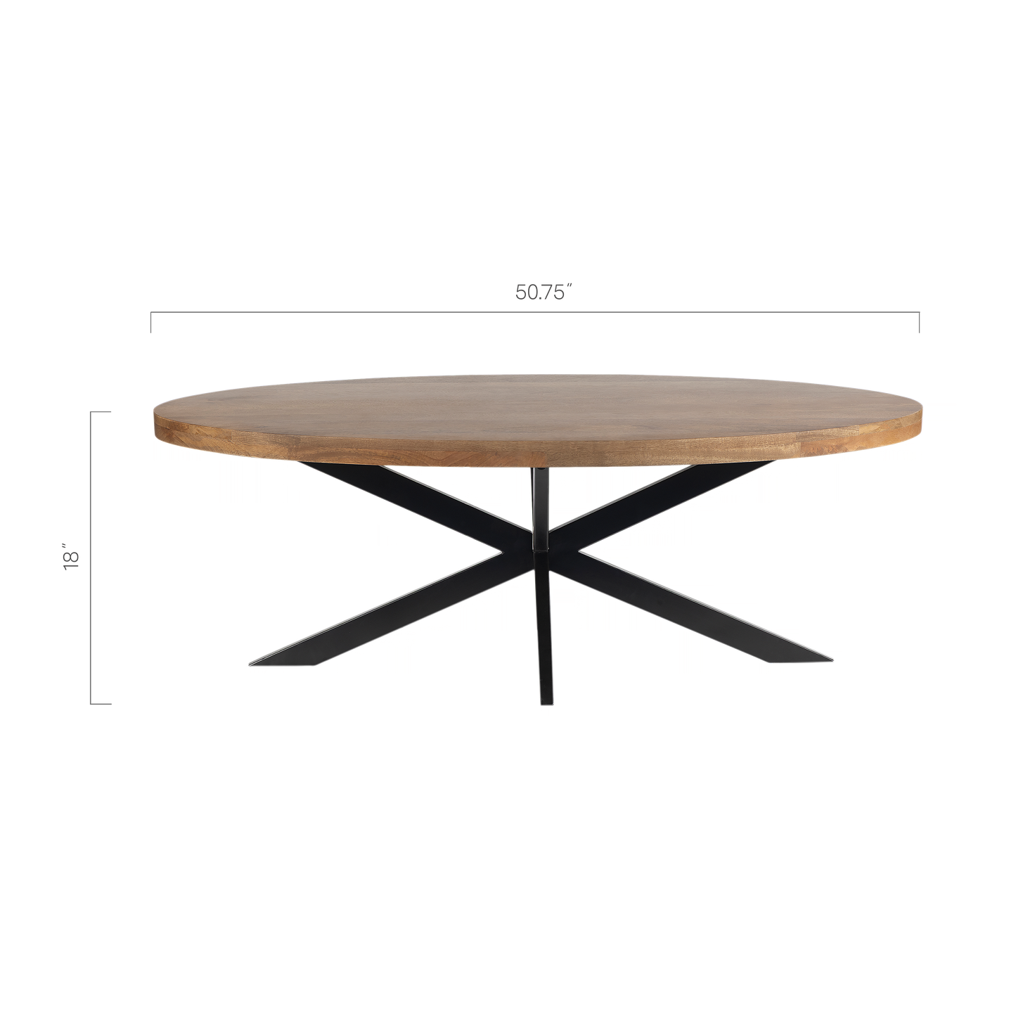 Harvest Starburst Mango Wood Coffee Table For Living Room - Natural 51" Oval