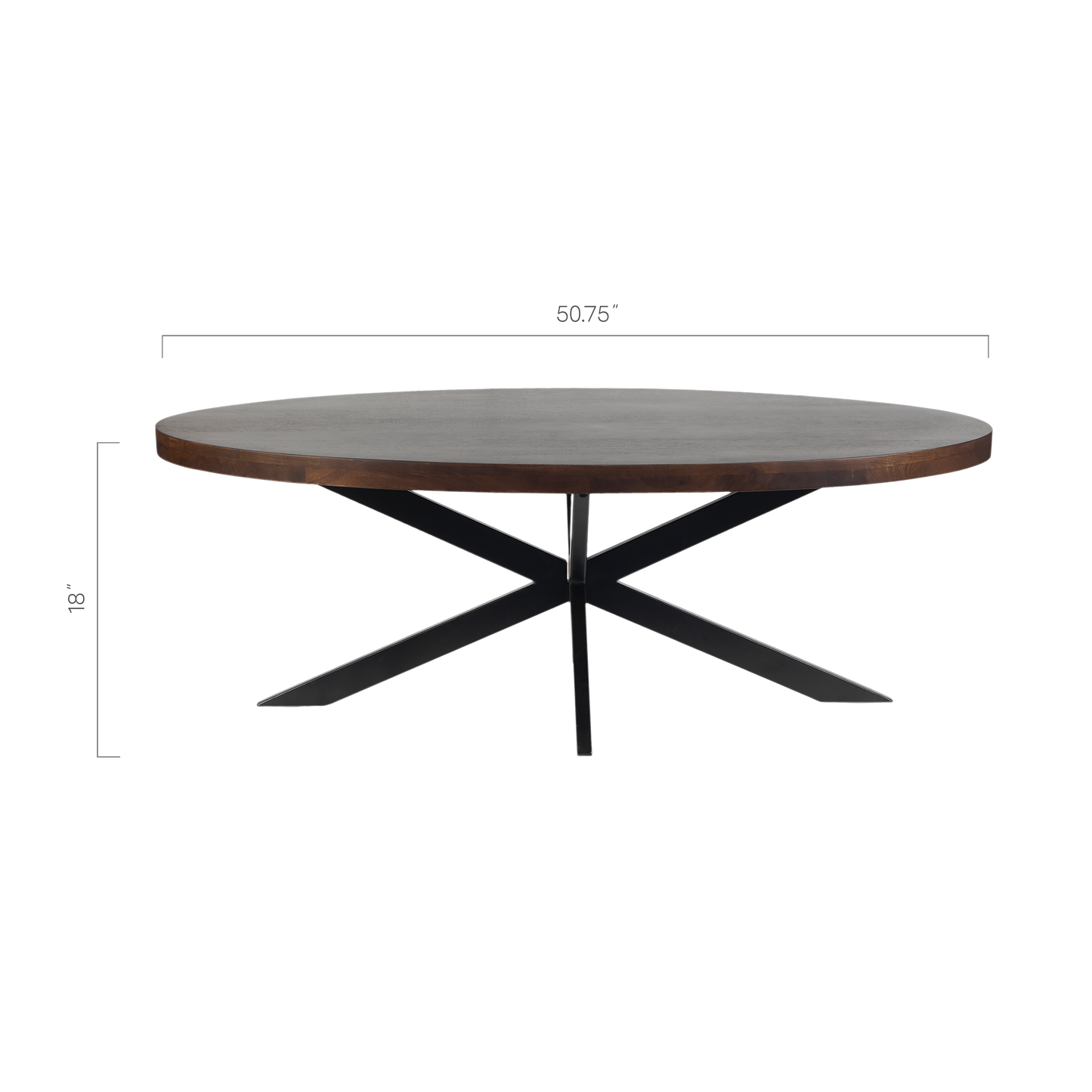 Harvest Starburst Mango Wood Coffee Table For Living Room - Walnut 51" Oval