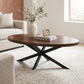Harvest Starburst Mango Wood Coffee Table For Living Room - Walnut 51" Oval