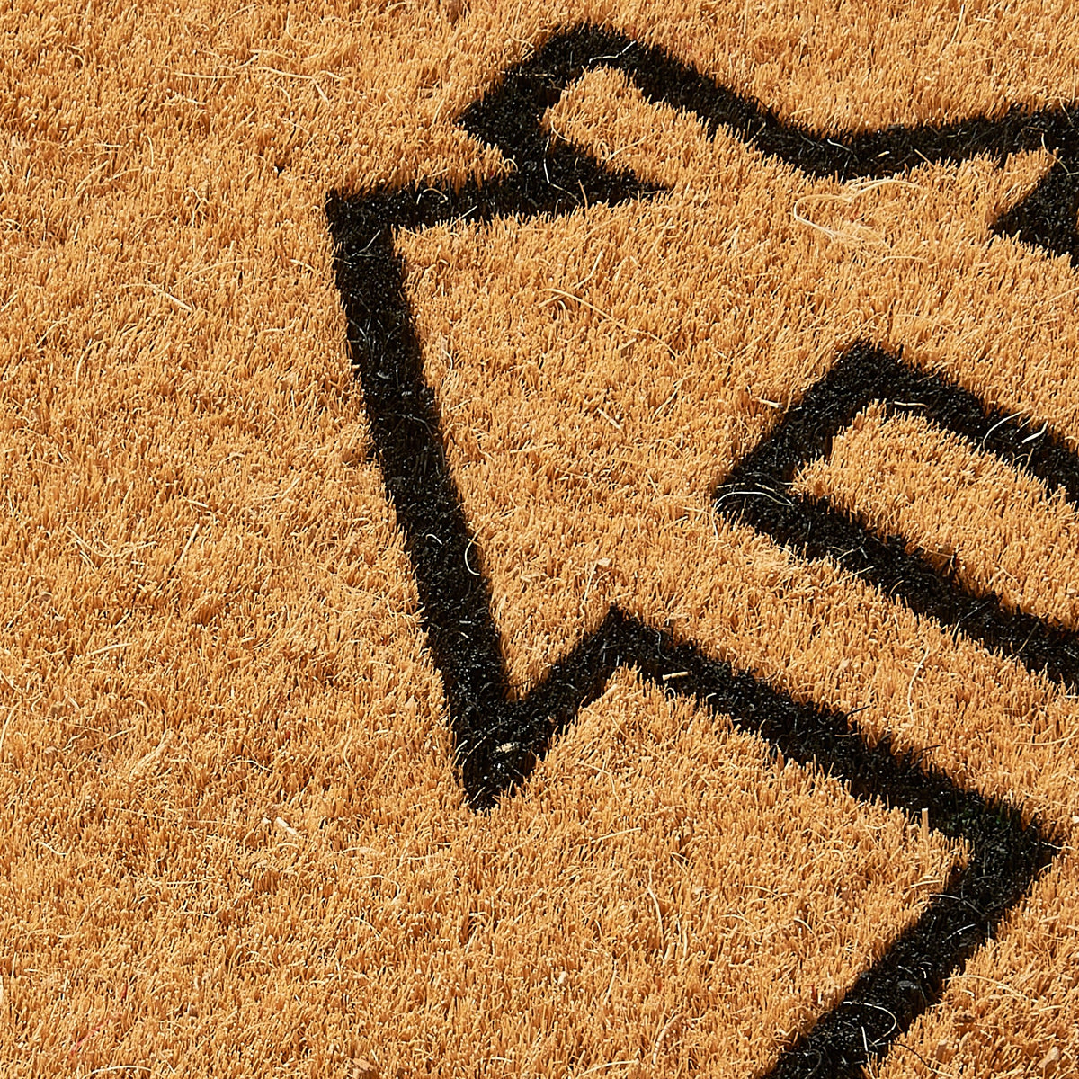 Texture close-up of house outline roof line in coir doormat bristles