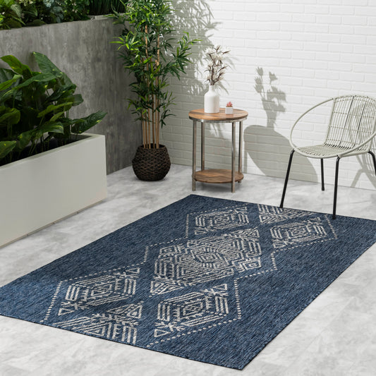 Blue Outdoor Rug, lifestyle patio scene