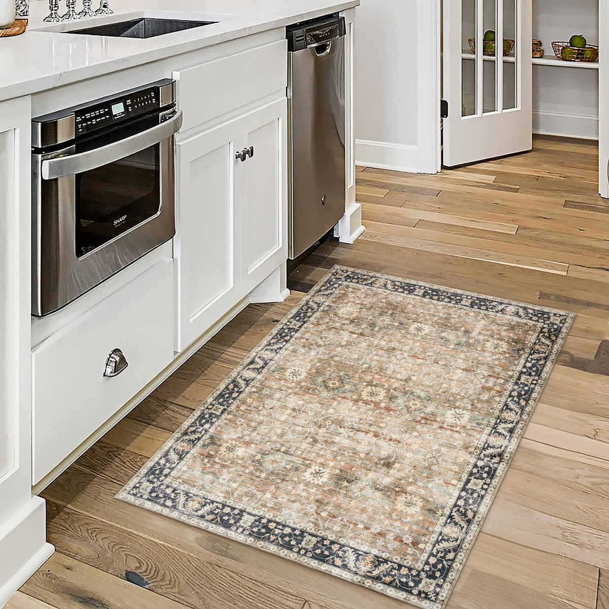 Beige Tan Brown Area Rug, product view angle 4