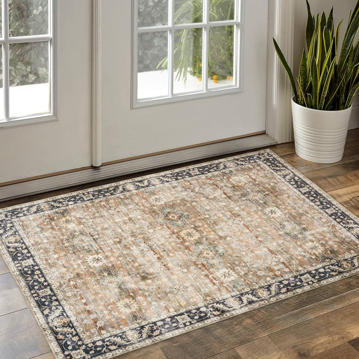 Beige Tan Brown Area Rug, product view angle 6