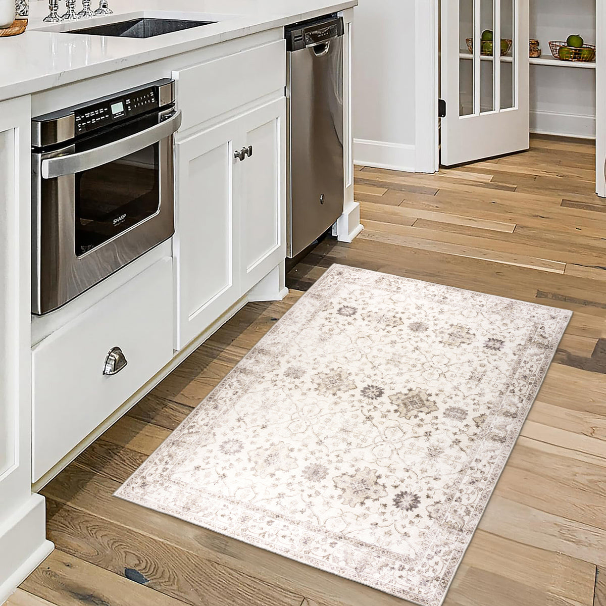 Beige Ivory Area Rug, product view angle 9