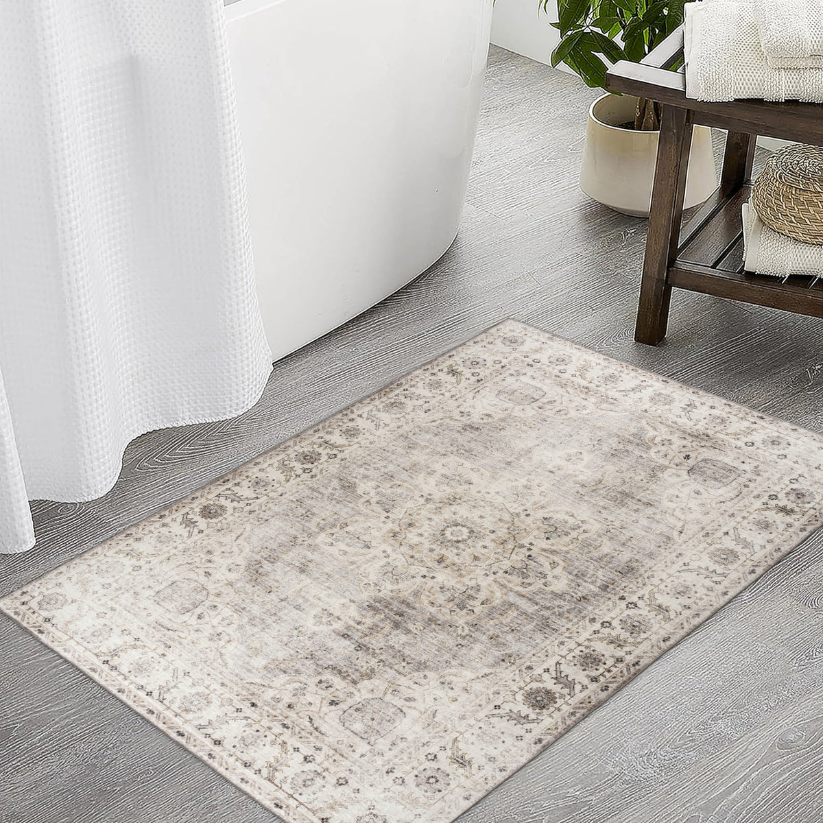 Beige Ivory Area Rug, product view angle 10