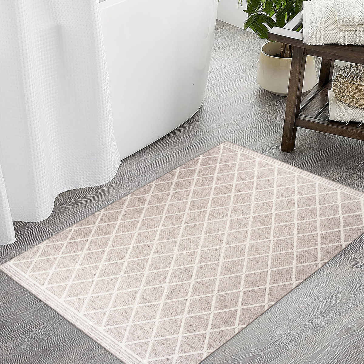 Light Beige Ivory Area Rug, product view angle 7