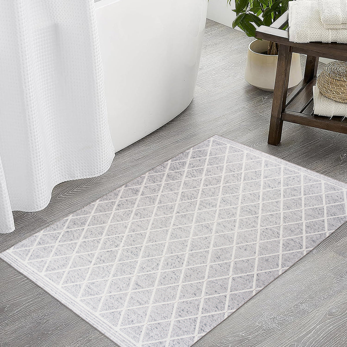 Light Gray Ivory Area Rug, product view angle 6
