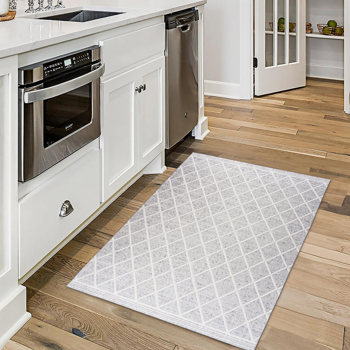 Light Gray Ivory Area Rug, product view angle 7