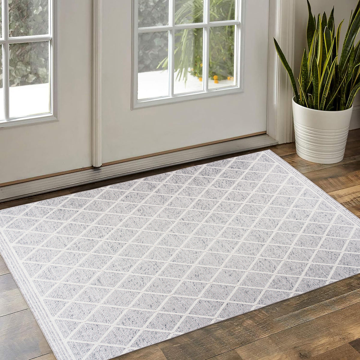 Light Gray Ivory Area Rug, product view angle 8