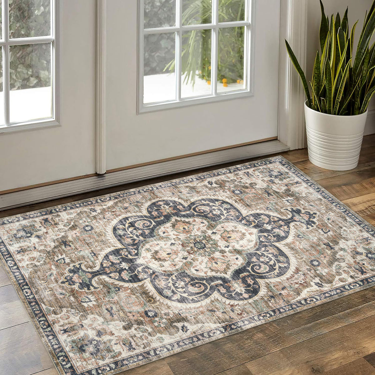 Brown Beige Ivory Area Rug, product view angle 11