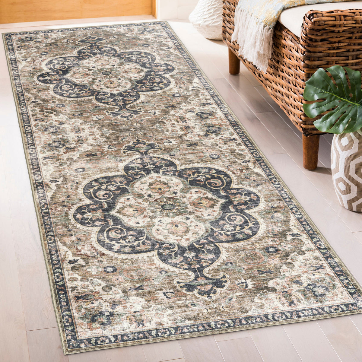 Brown Beige Ivory Area Rug, product view angle 3