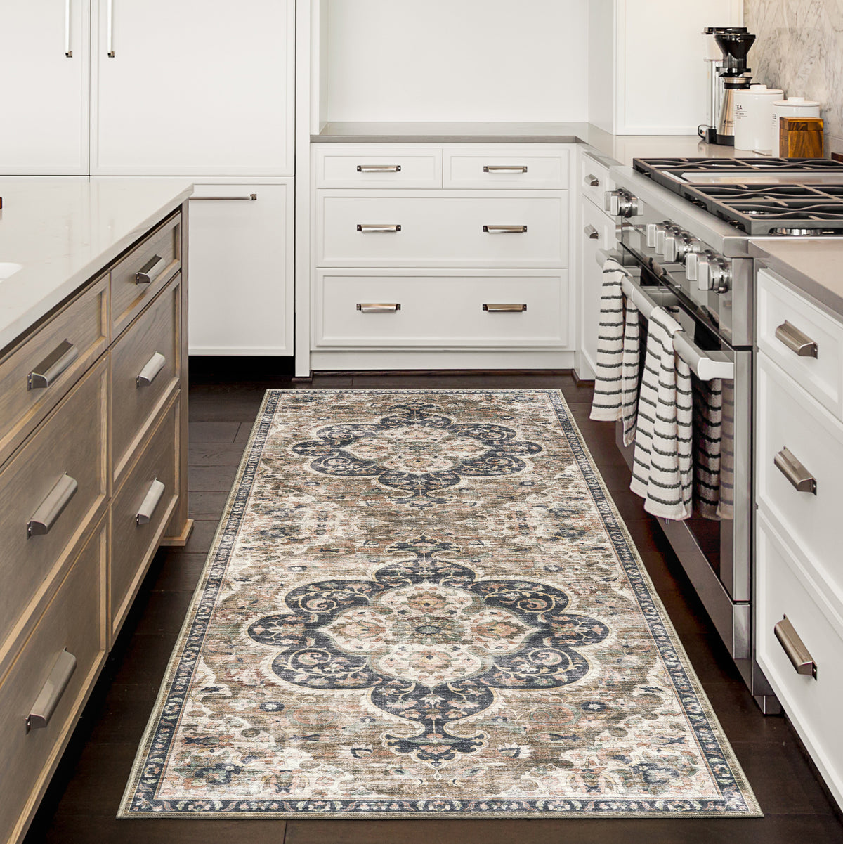 Brown Beige Ivory Area Rug, product view angle 8