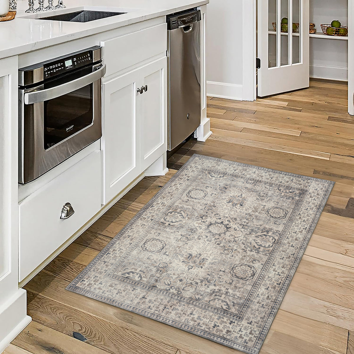 Beige Gray Ivory Area Rug, product view angle 7