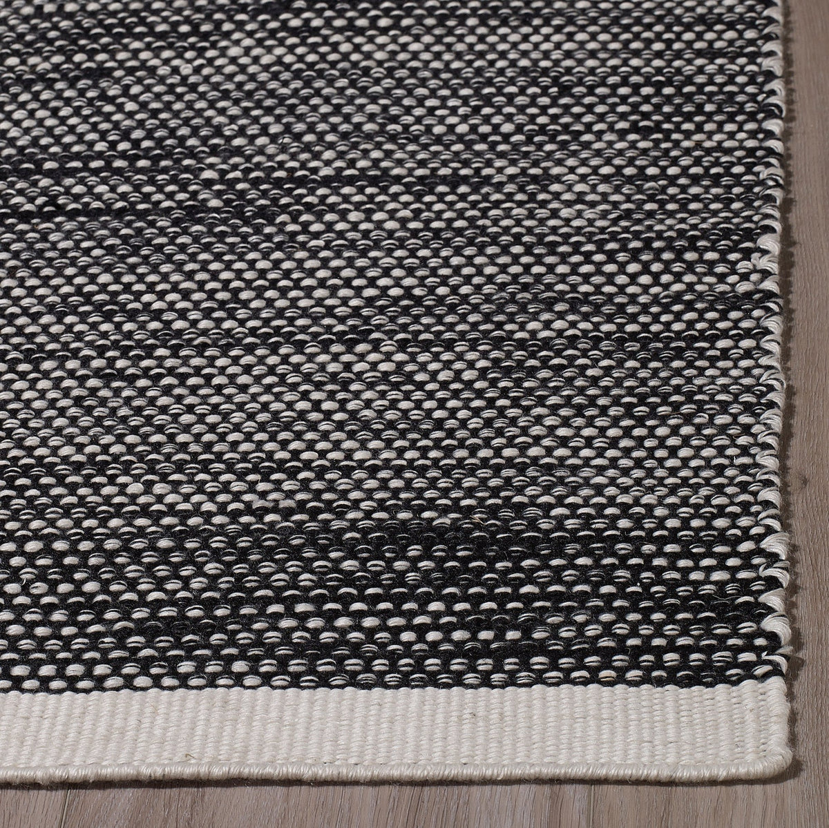 Black & White Outdoor Rug, close-up of weave texture