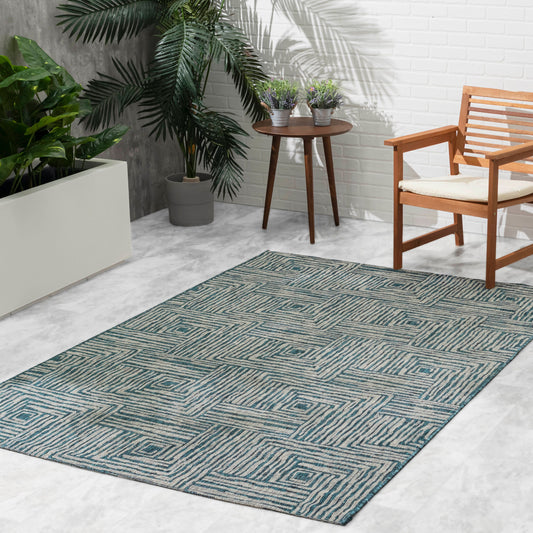 Aqua Outdoor Rug, lifestyle patio scene