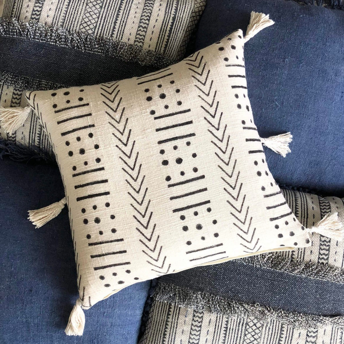 Antwerp Decorative Fringe Indoor Pillow - Indigo (20" x 20")