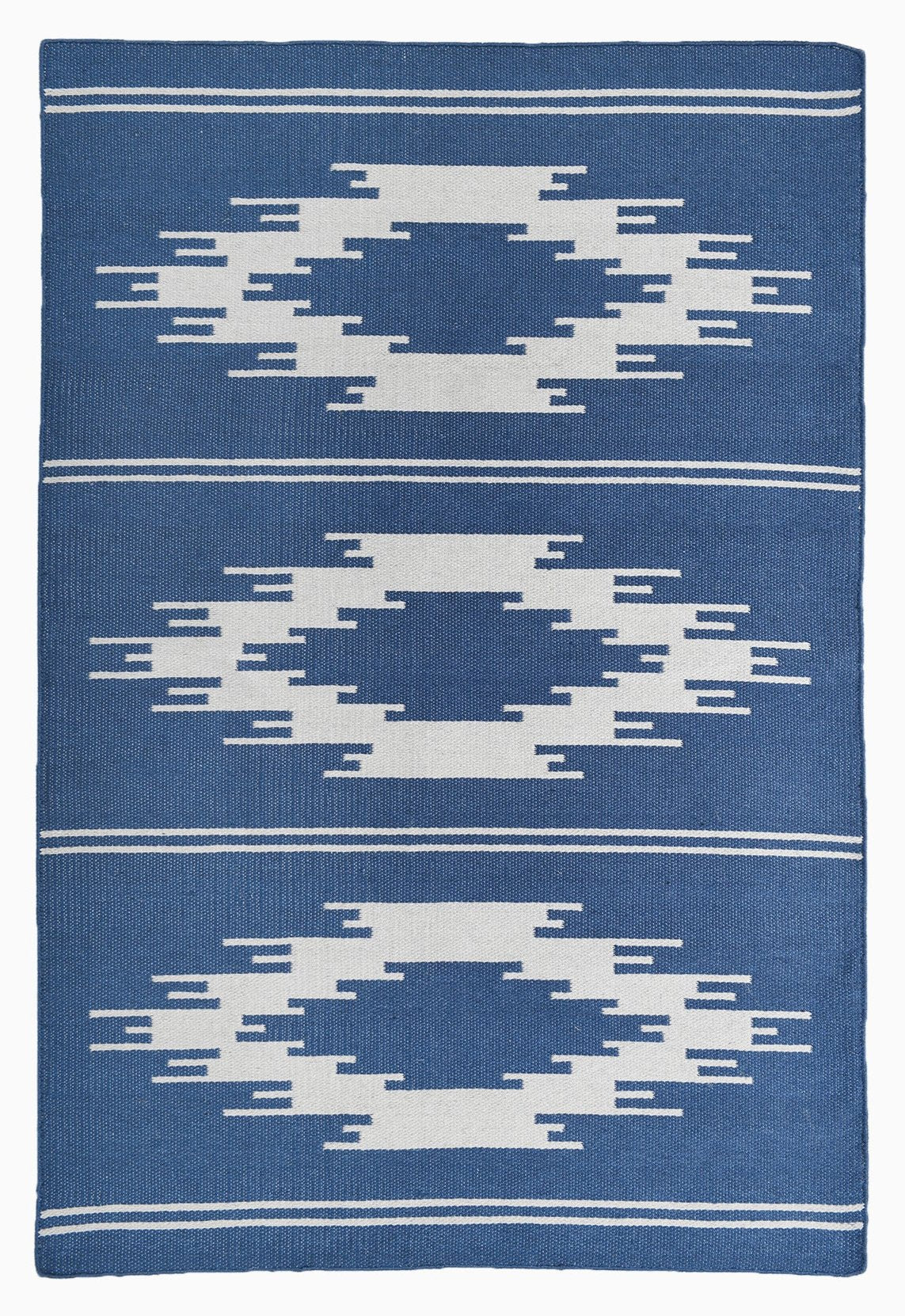 Navy & Gray Aztec Outdoor Rug, product view angle 3