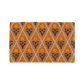 Full view of marigold lattice coir doormat with orange and yellow flowers in a diamond pattern