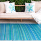 Cancun - Turquoise & Moss Green Striped Outdoor Rug for Patio