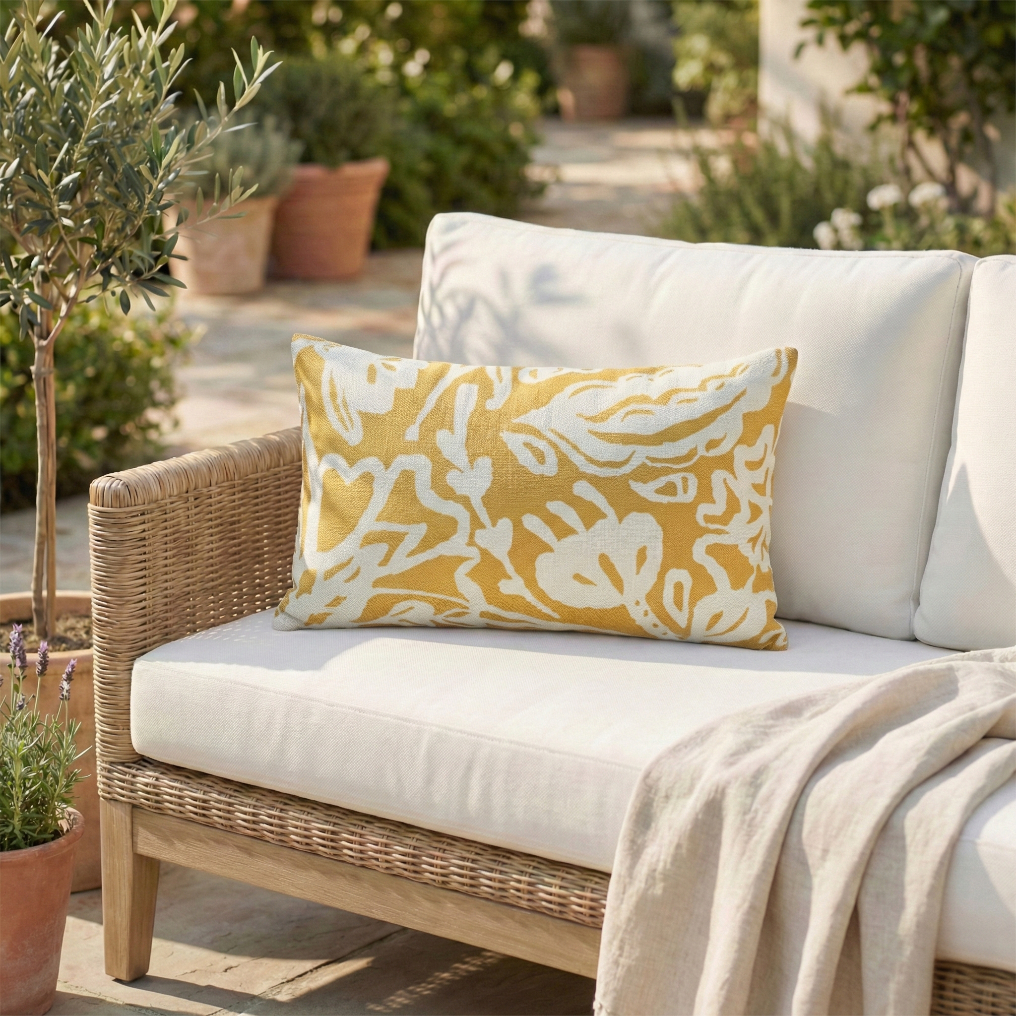 Mustard Yellow Outdoor Pillow, spill resistance demo video