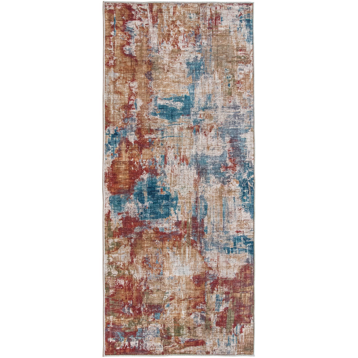 Asa Abstract - Red Blue - AB-MD-RB - ReaLife Machine Washable Rug