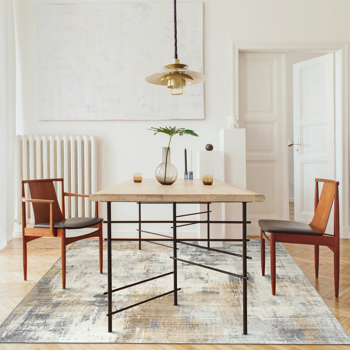 Beige Gray Ivory Area Rug, product view angle 8