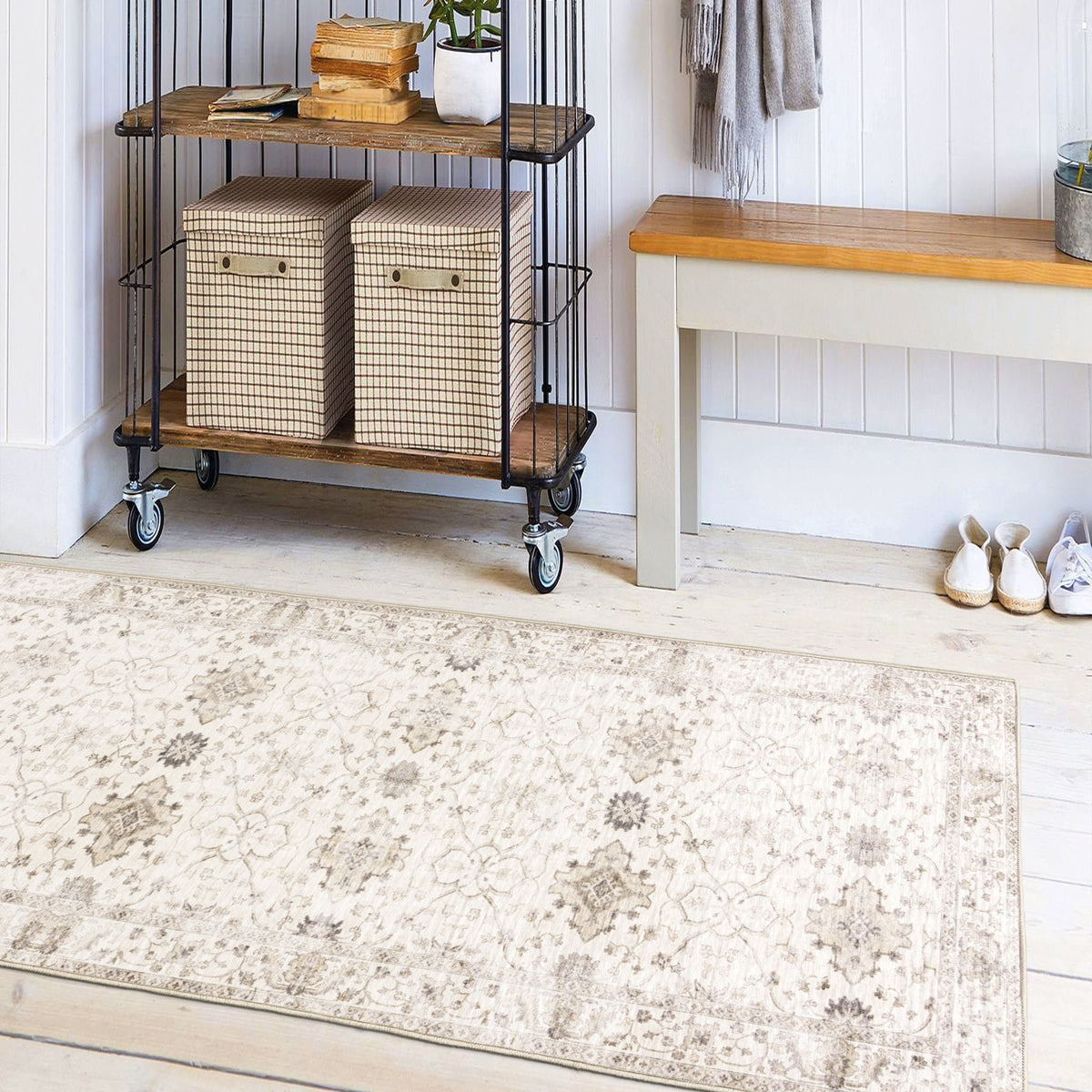 Beige Ivory Area Rug, product view angle 13