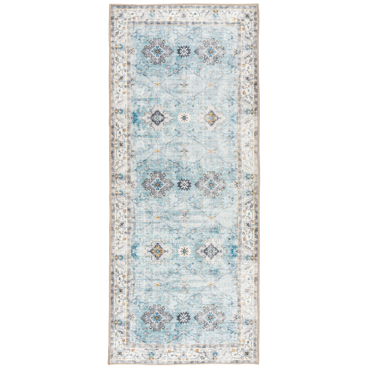 Bev Distressed - Blue Ivory - DS-BH-BDR-BL - ReaLife Machine Washable Rug