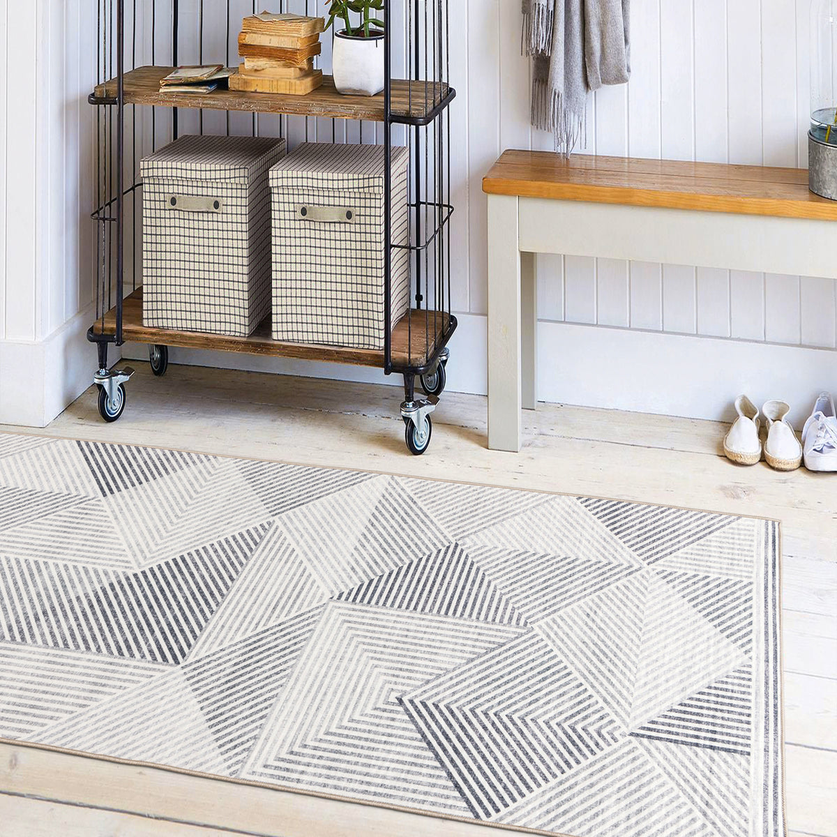 Gray Ivory Area Rug, product view angle 13