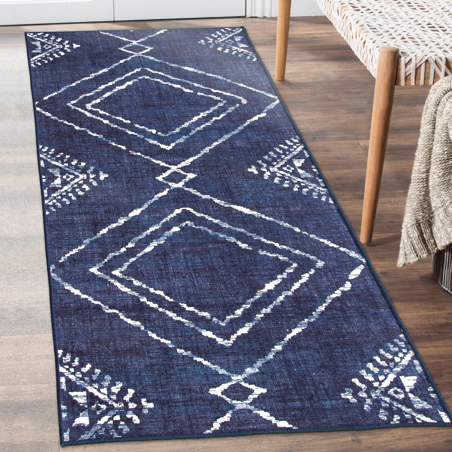 Jax Moroccan - Blue - MO-DIA-BL - ReaLife Machine Washable Rug