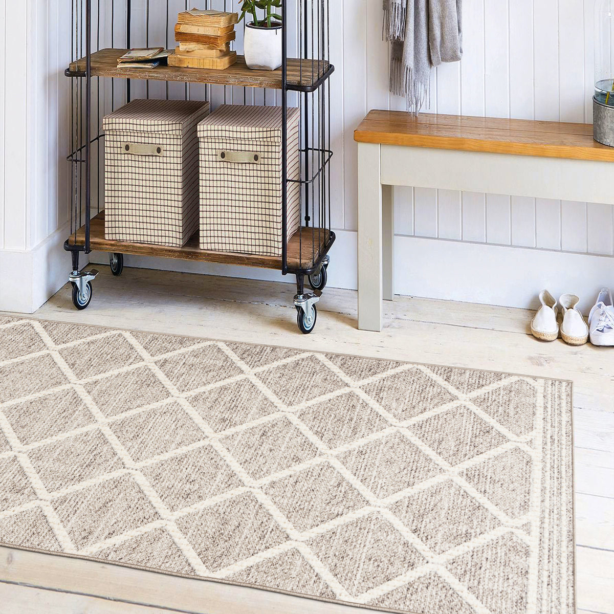 Light Beige Ivory Area Rug, product view angle 12