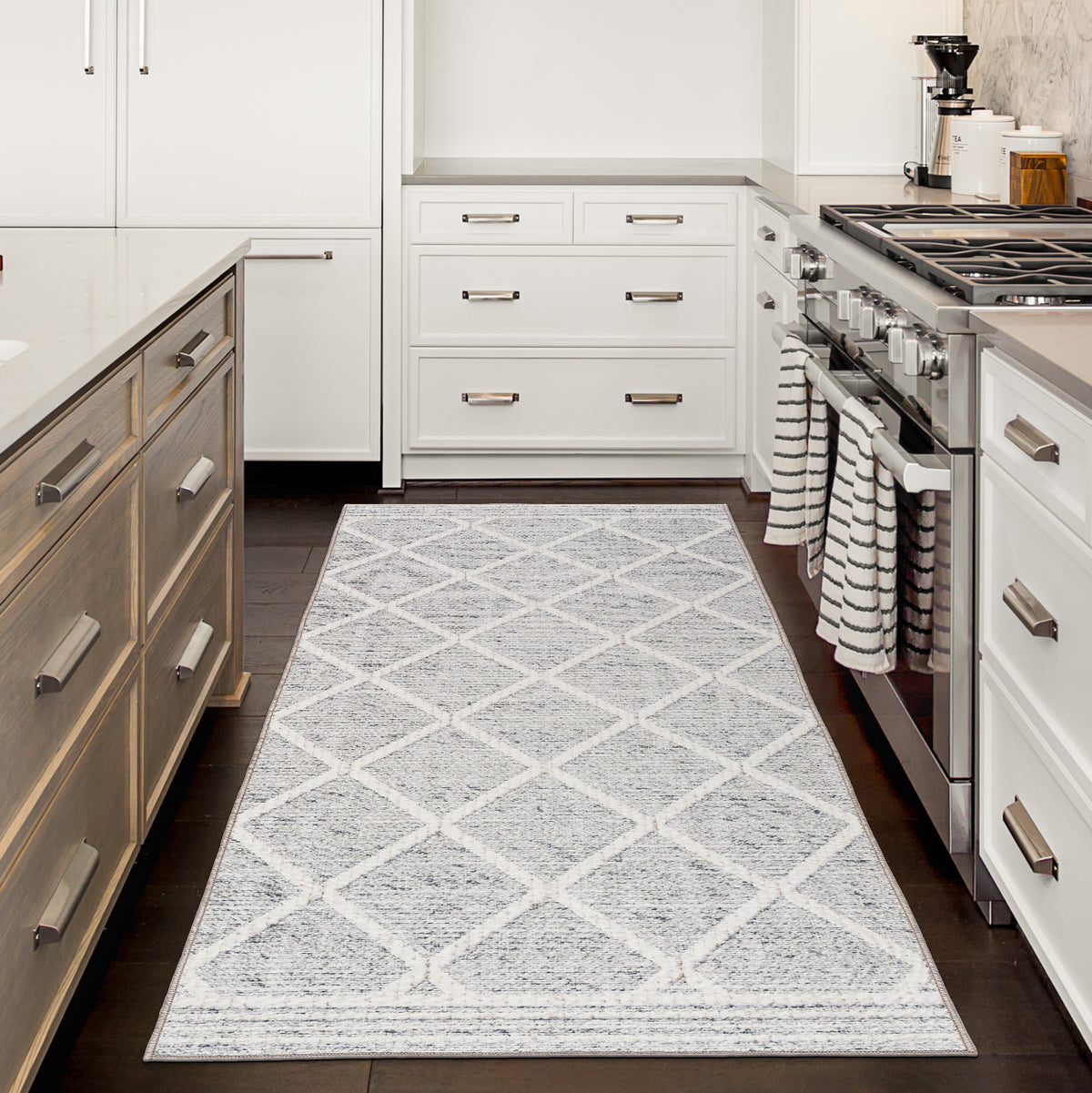 Light Gray Ivory Area Rug, product view angle 3