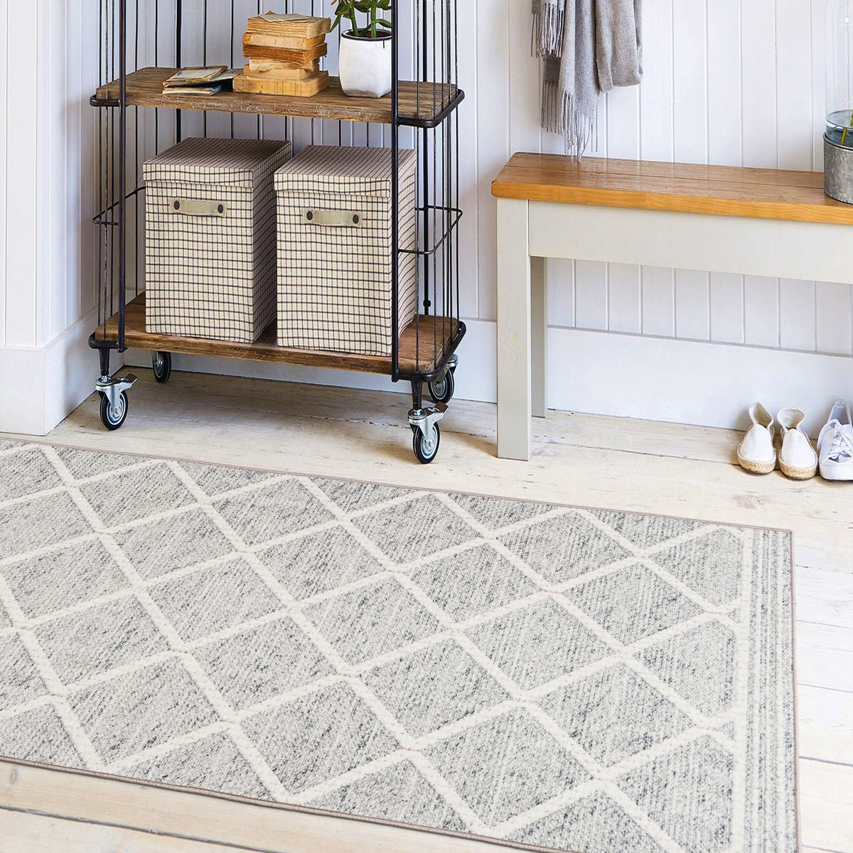 Light Gray Ivory Area Rug, product view angle 14