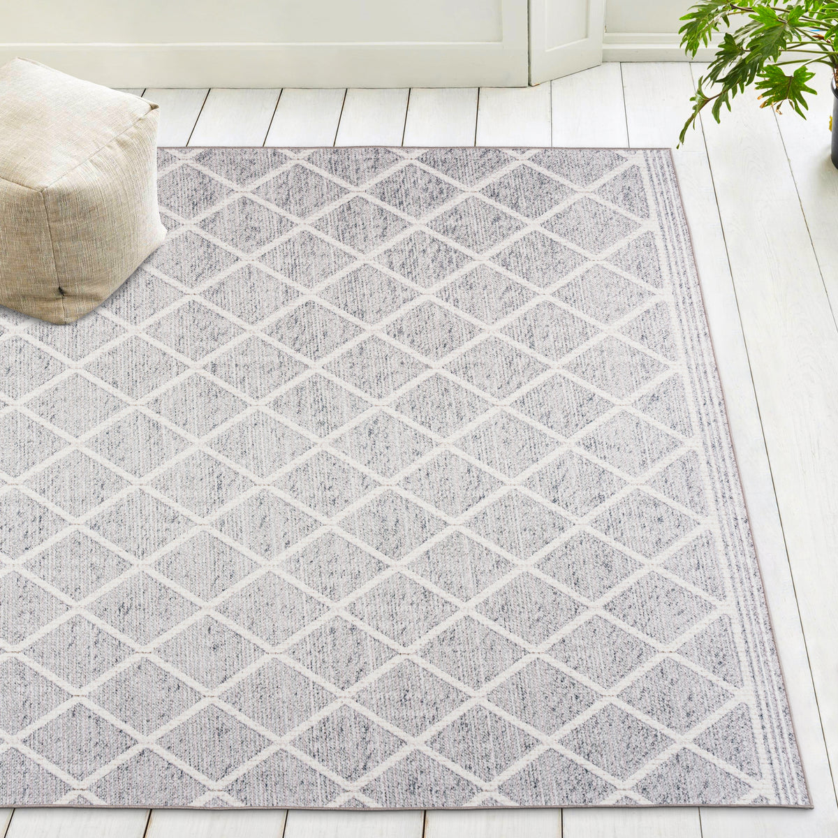 Light Gray Ivory Area Rug, product view angle 12