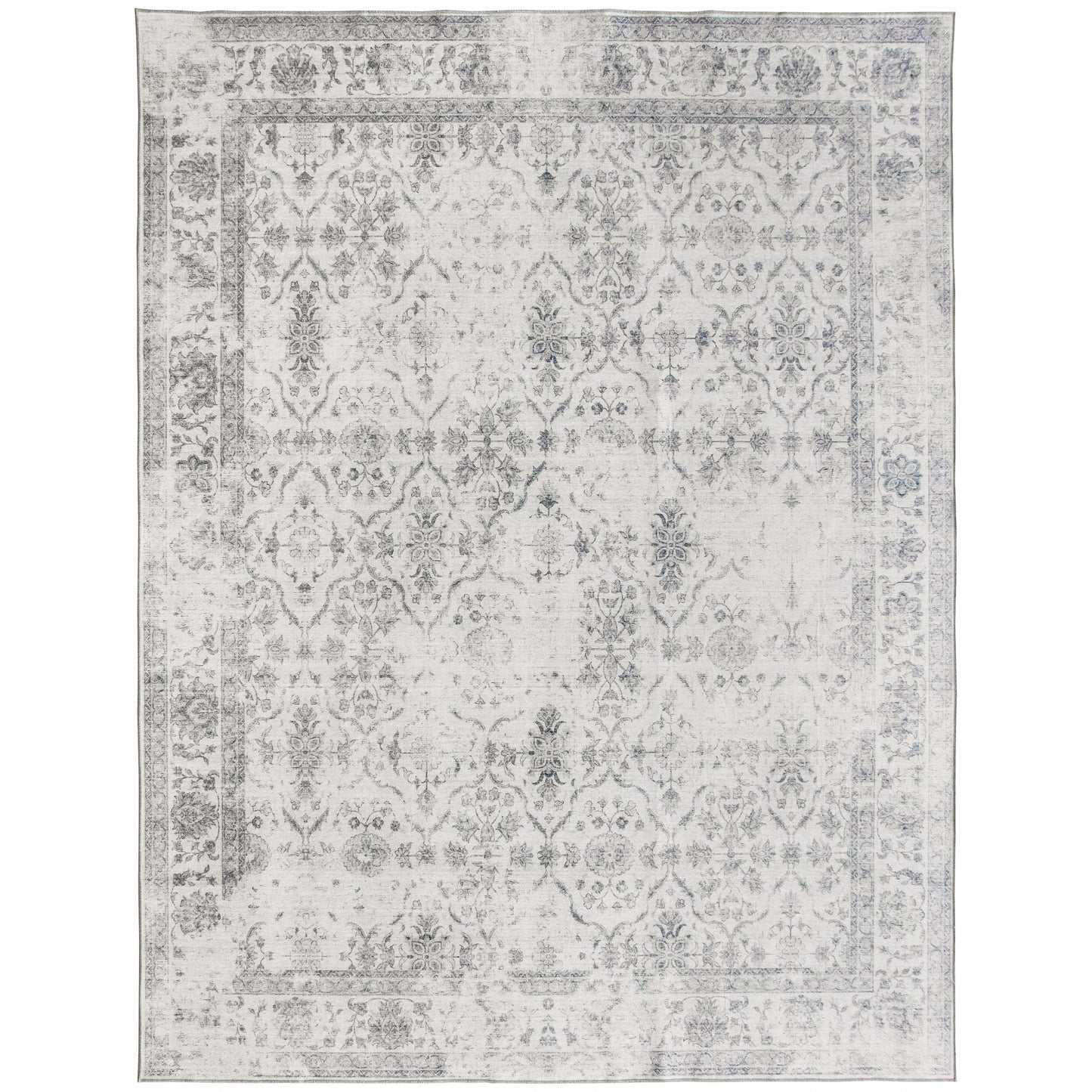 Noor Vintage  - Ivory Grey - VIN-DIS-TREL-IV - ReaLife Machine Washable Rug