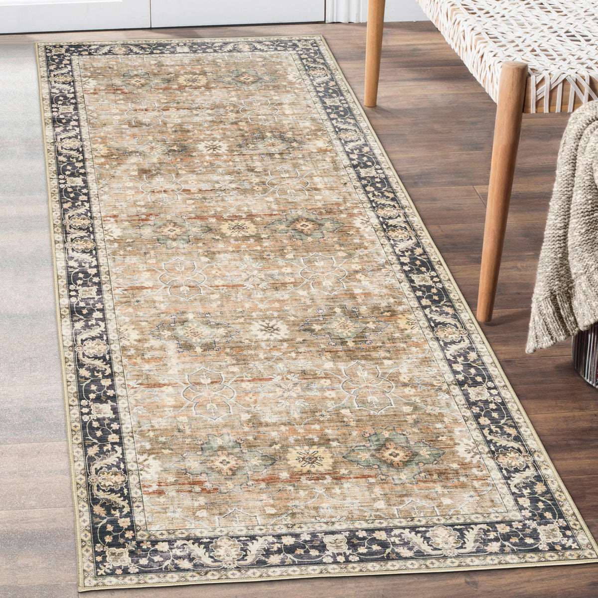 Beige Tan Brown Area Rug, product view angle 3