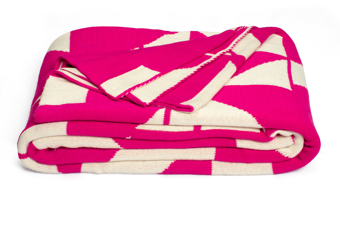 Santa Cruz - Beetroot & Natural Reversible Cotton Throw Blanket 50" x 70"