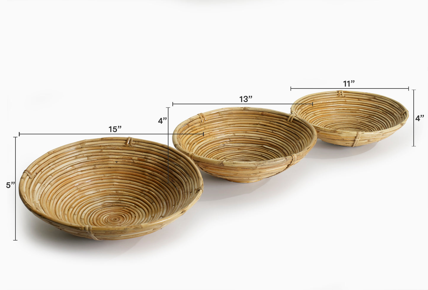 Sumatra (Set of 3) Cane Decorative Fruit Bowls