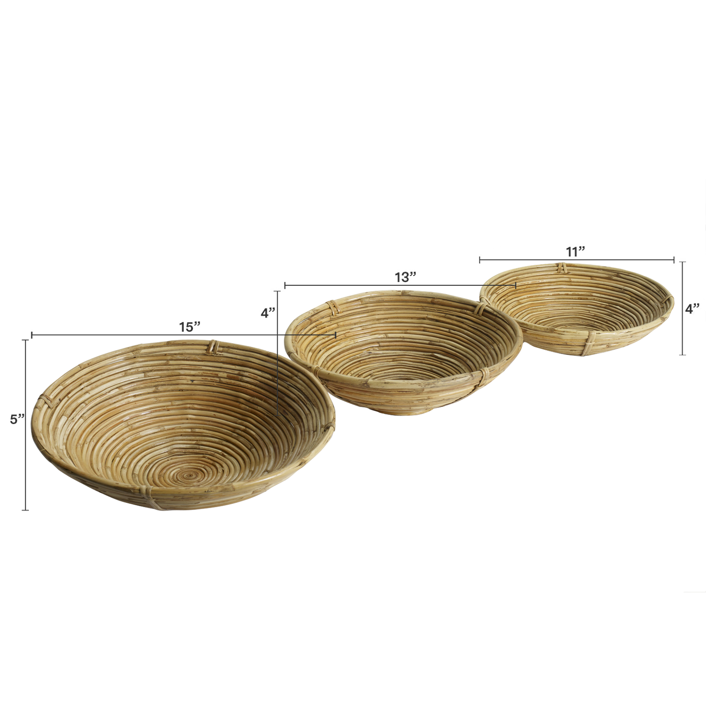 Sumatra (Set of 3) Cane Decorative Fruit Bowls