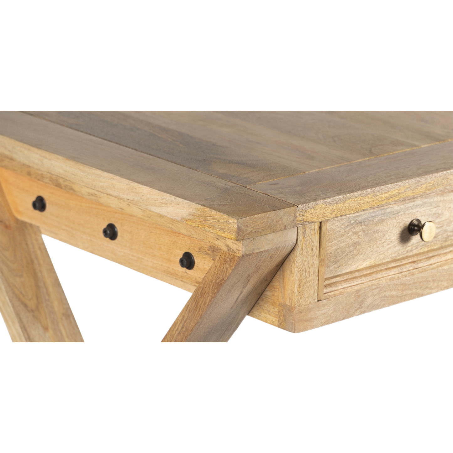Vita Farmhouse Mango Wood Desk For Home Office - Natural 56"