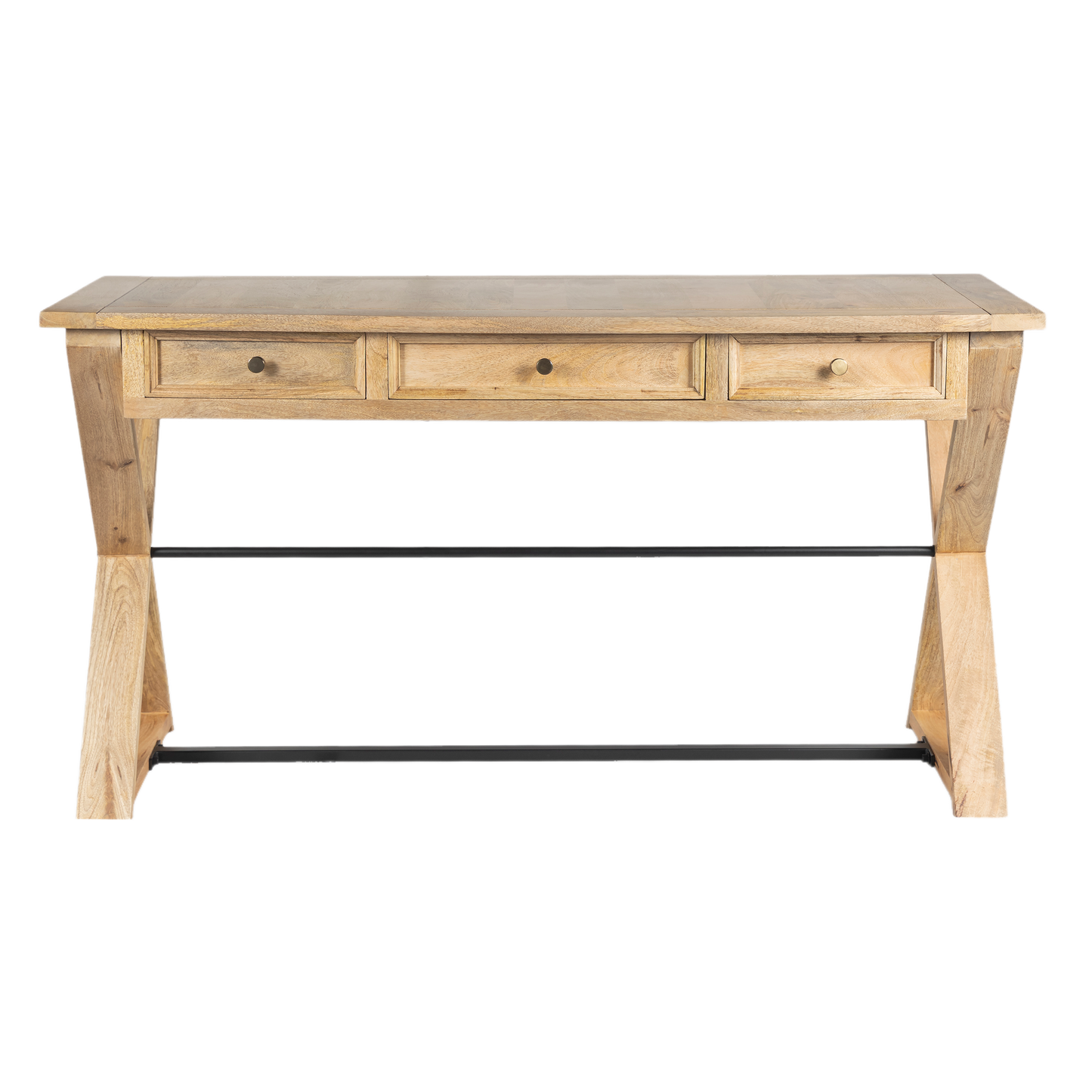 Vita Farmhouse Mango Wood Desk For Home Office - Natural 56"